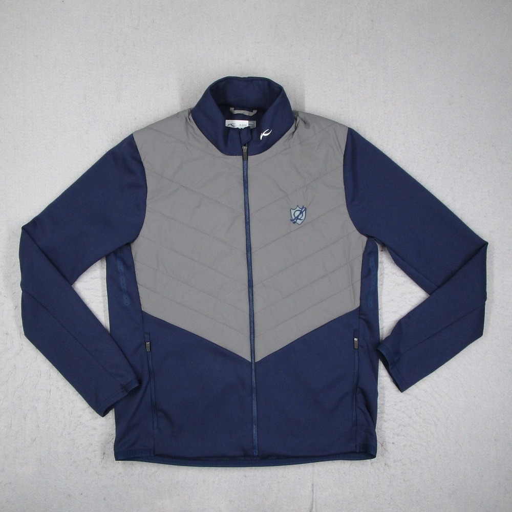 KJUS Men Release Jacket MG15-H06 Navy Grey Quilted Full Zip Golf Size 52 L